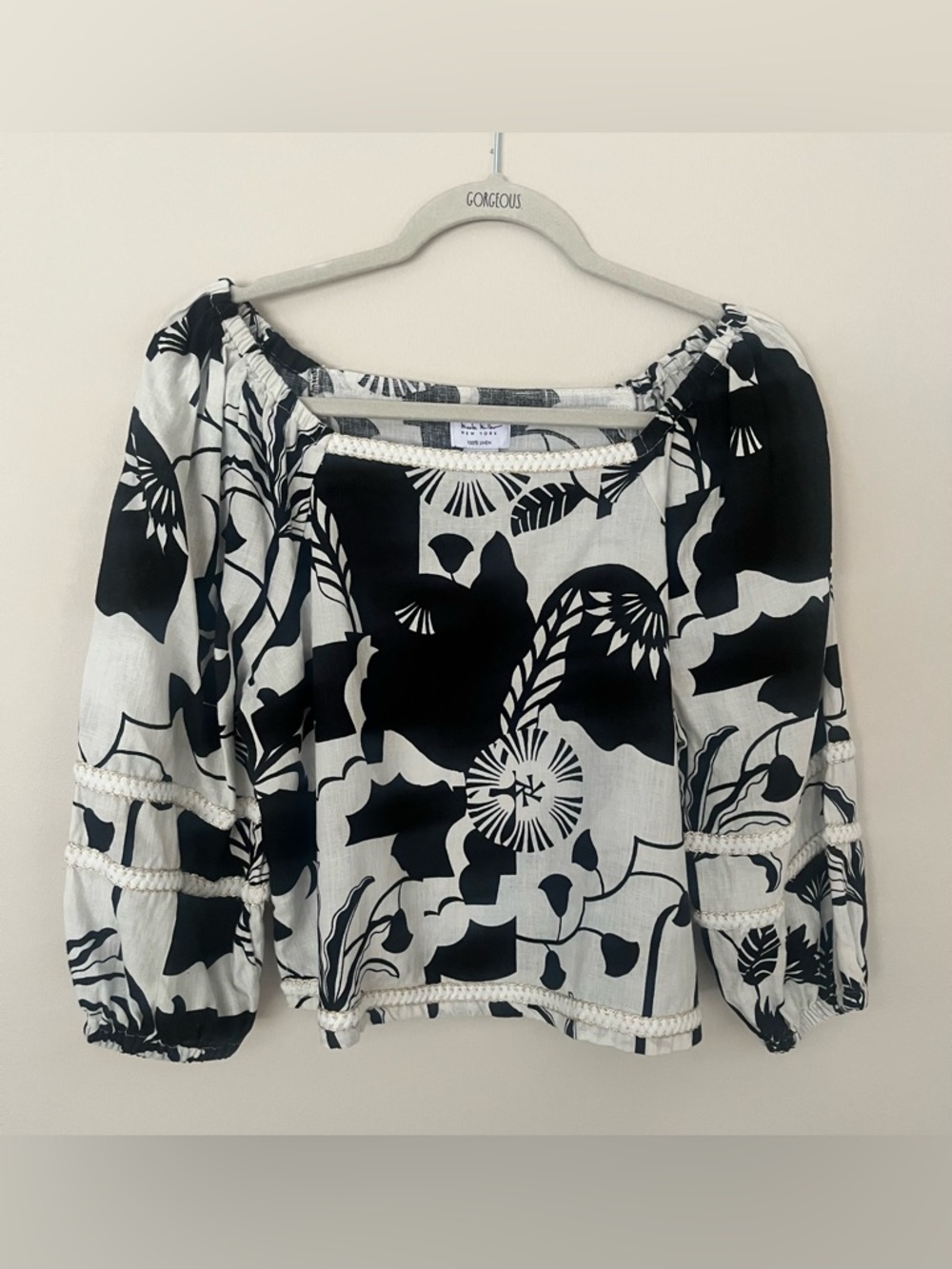 100% linen boxy crop top (M)